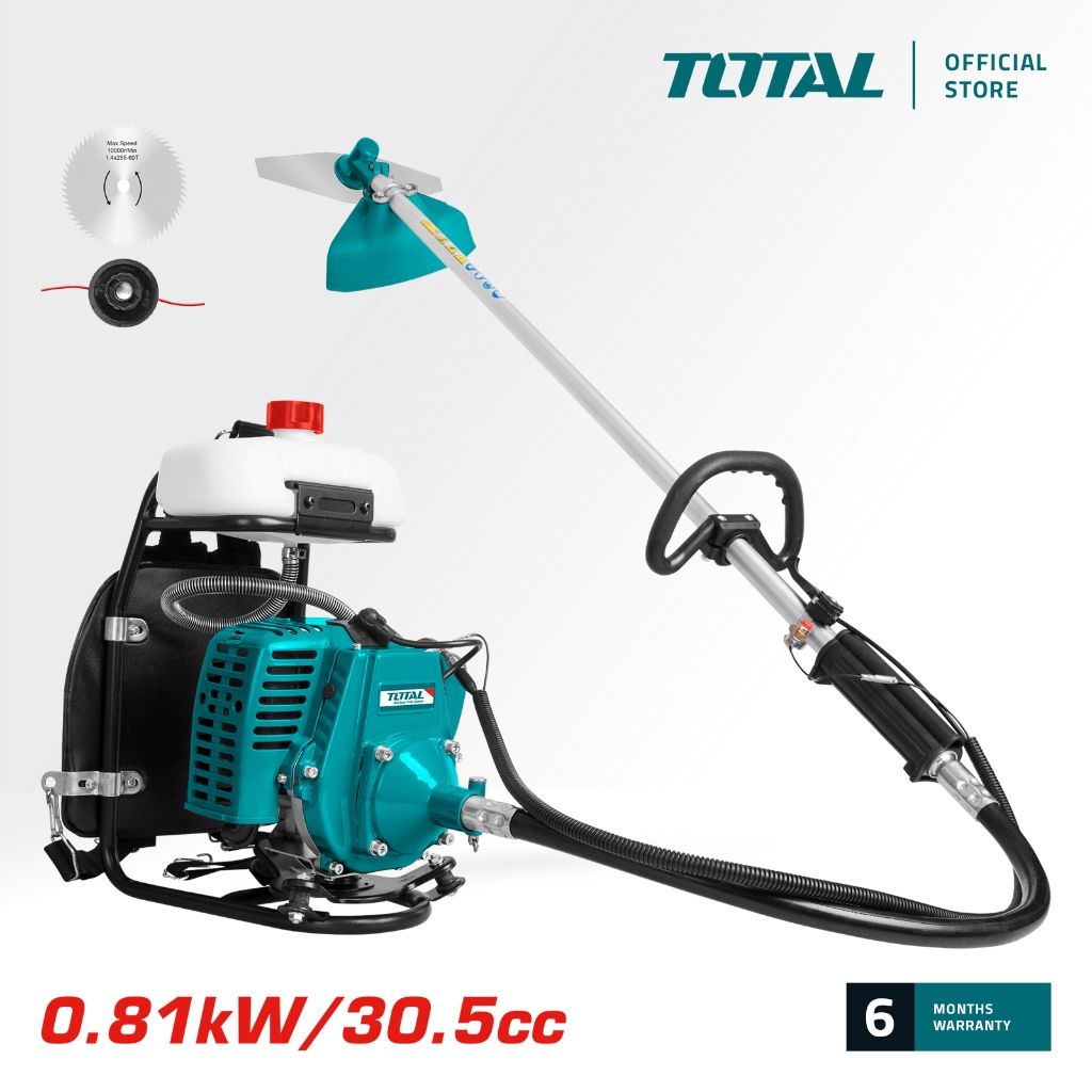 TOTAL GASOLINE GRASS TRIMMER AND BUSH CUTTER POWERFUL 2-STROKE ENGINE (FUEL TANK 800ML) TP31261-2