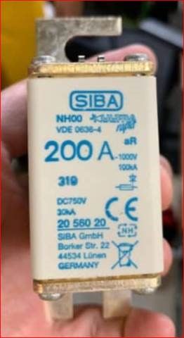 SIBA Low Voltage NH00 Centre Tag Fuse - 2056020.200 [1dz]