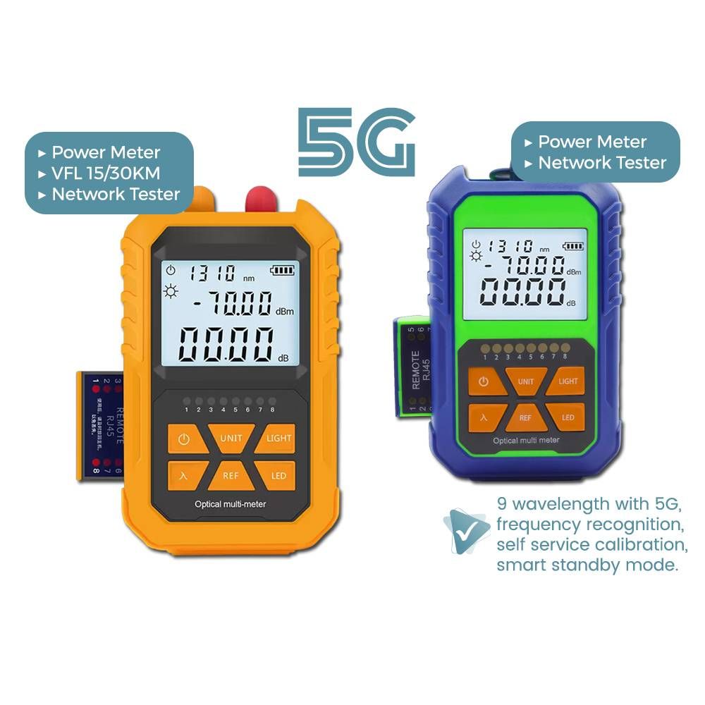 FIBER OPTIC POWER METER + NETWORK TESTER + RED LIGHT LASER 4/3 IN 1 WITH 5G CALIBRATION WAVELENGTH
