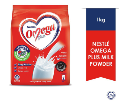 Nestle *Nestle Omega Plus Plain Milk Powder (1kg x 3 packs)