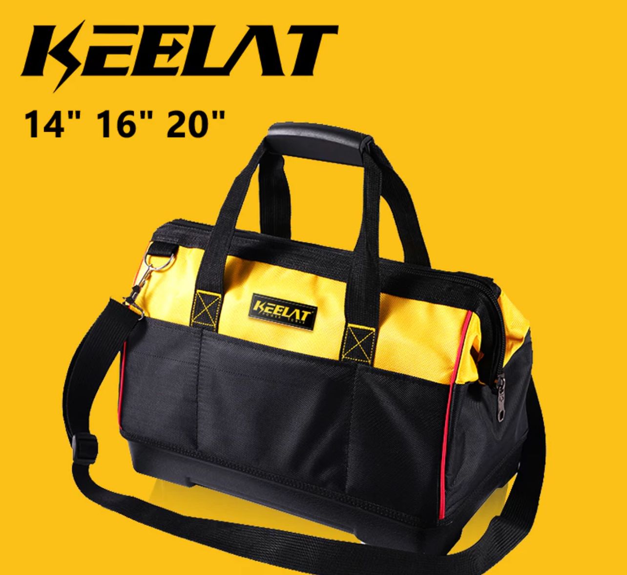 KEELAT Electrician Tool Bag Canvas Multi-function Large Wide Mouth Shoulder Waterproof Tool Bag