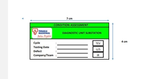 STICKER CONDITION ASSESMENT ( DIAGNOSTIK UNIT SUBSTATION - SIZE: 7cm x 4 cm STICKER