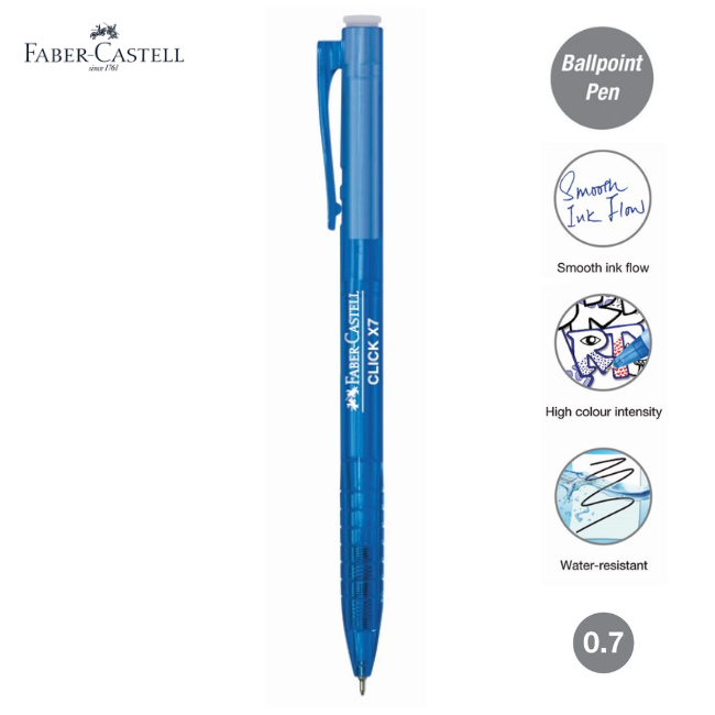 QP Faber-Castell Ball Pen Click X7/1422 0.7mm - Blue
