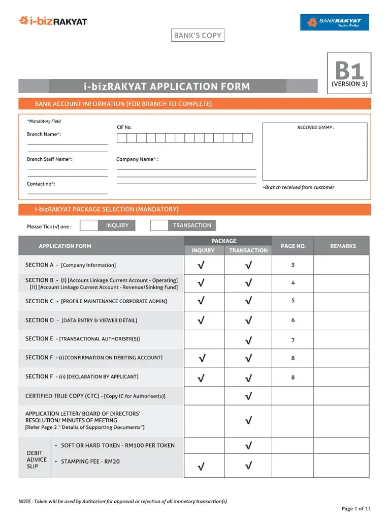 BORANG I-BIZ RAKYAT (B1)