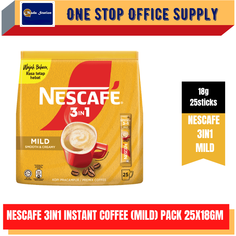 NESCAFE 3in1 Instant Coffee (MIld) Pack 25x18gm / Nescafe / Nescafe Coffee / 3 In 1 Instant Coffee / NESCAFE 3 In 1 Instant Coffee (MILD)