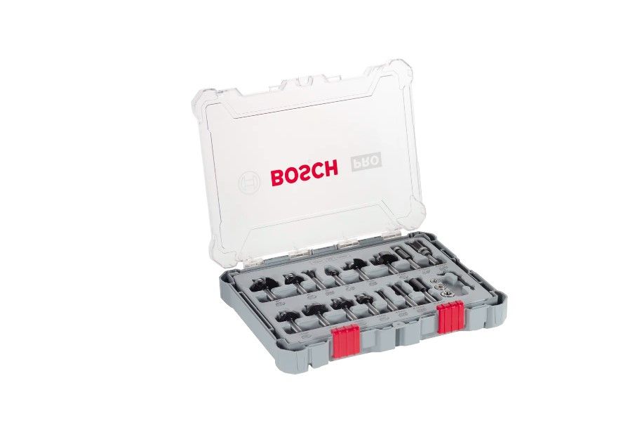 BOSCH PRO ROUTER BIT MIXED SET, SHANK 6 MM, 15 PCS (2607017471)