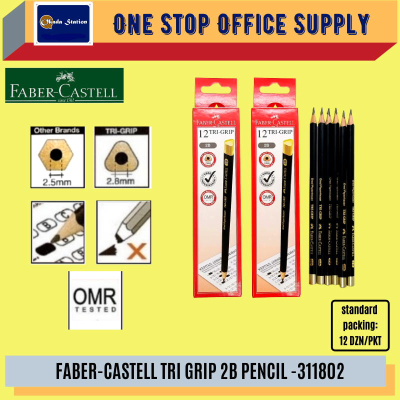 FABER CASTELL TRI-GRIP 2B PENCIL - 311802 / Faber Castell / 2B Pencil / Pensil / Tri-Grip 2B Pencil / Faber Castell Tri-Grip 2B Pencil