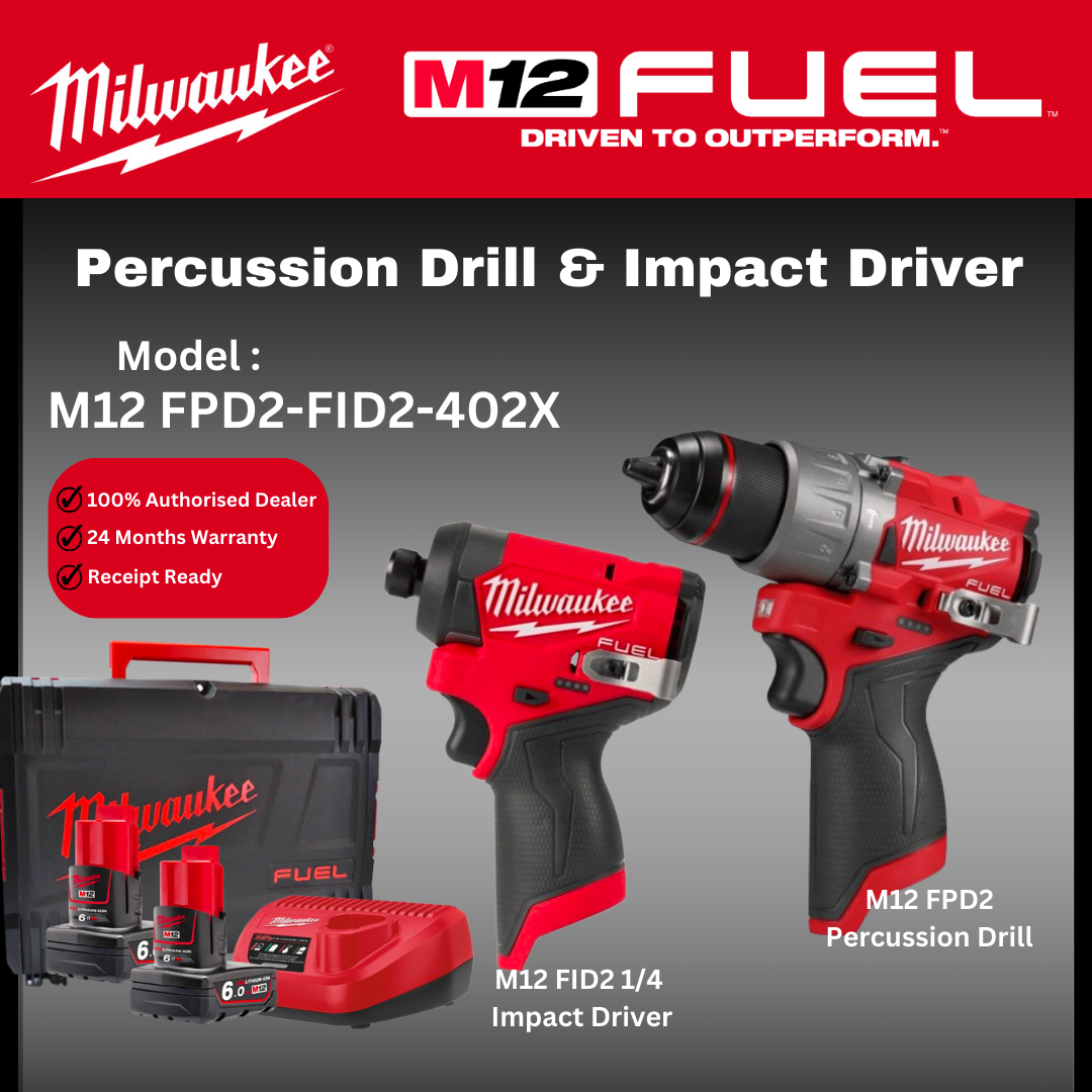 Milwaukee M12 Percussion Drill & Impact Driver / FPD2 & FID2 / Impact Drill and Impact Driver / Impact Drill & Driver Set / MILWAUKEE DRILL