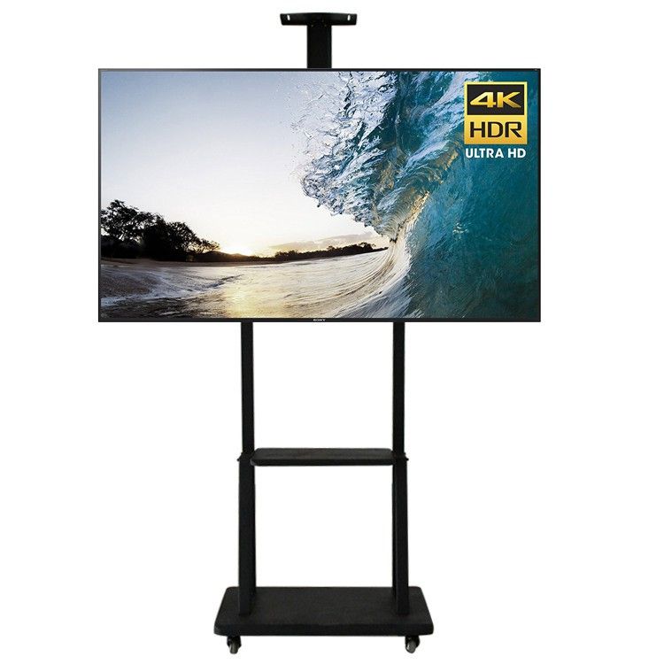 OEM Large Shelf Storage Mobile TV Carts Movable TV Trolley Bracket Fit for 32"-65"