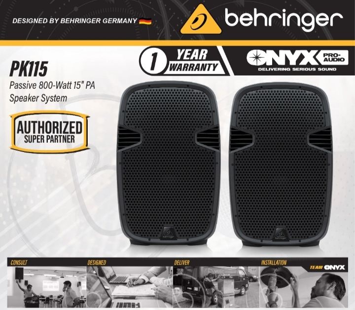 Behringer PK115 Passive 800-Watt 15" PA Speaker System - Pair (PK-115 / PK 115)