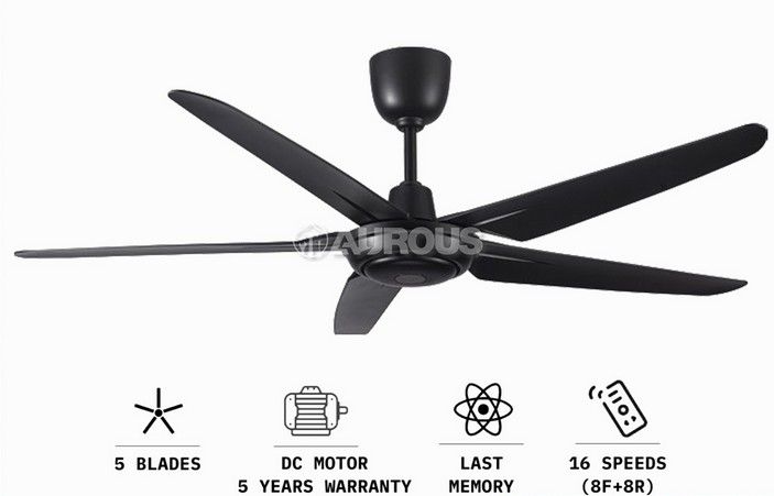 INOVO Ceiling Fan V15 – 54” DC Motor, 5 ABS Blades, 16-Speed Remote, Ultra-Quiet, Modern Design