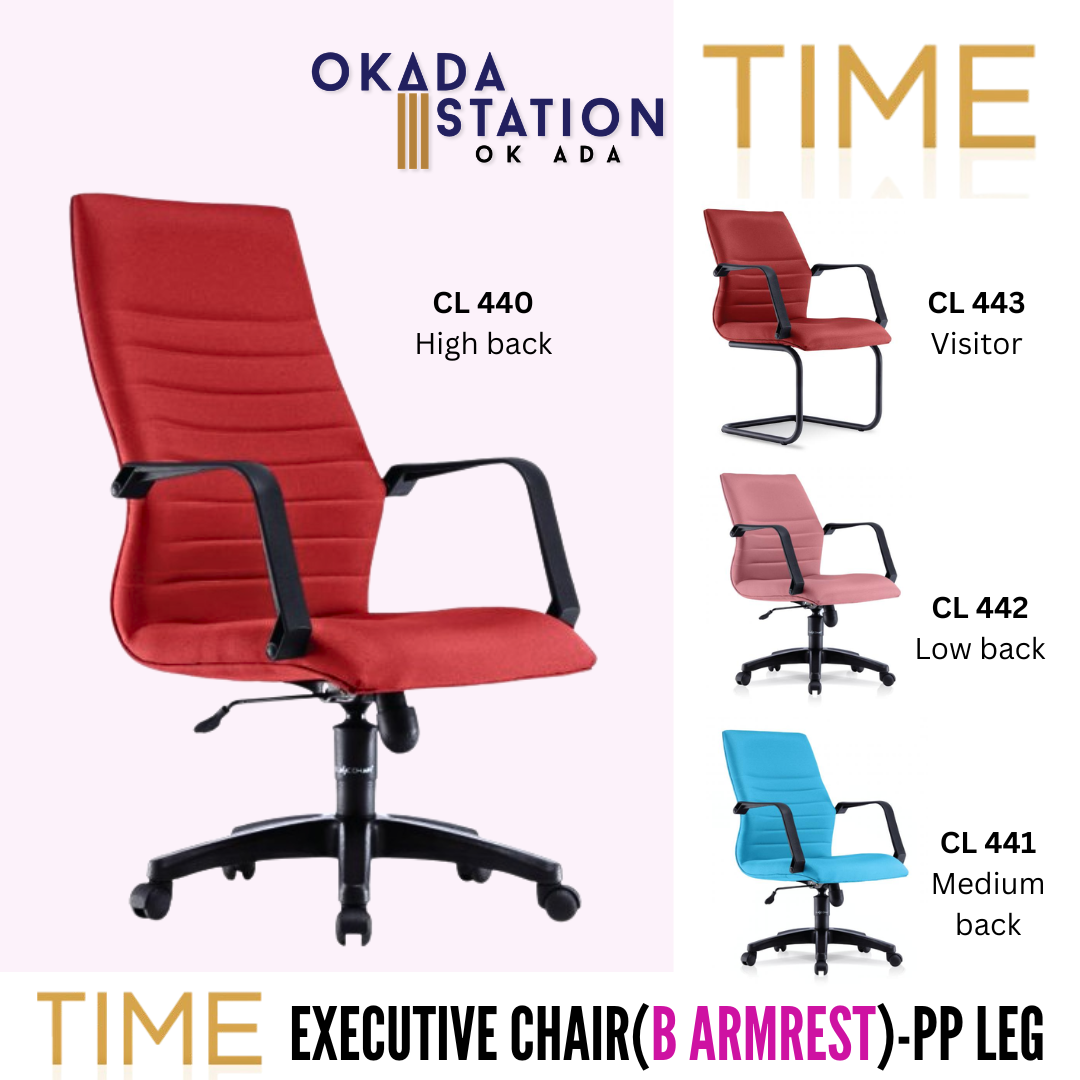 CLASSOC CHAIR TIME ERGONOMIC OFFICE CHAIR (ARMREST B) - ALL SIZE / EXECUTIVE SERIES / OFFICE CONFERENCE CHAIR / OFFICE SWIVEL CHAIR / ERGONOMIC CHAIR / EXECUTIVE CHAIR / DIRECTOR CHAIR / CEO CHAIR / OFFICE CHAIR / PP BASE / FABRIC / PU LEATHER / TIME