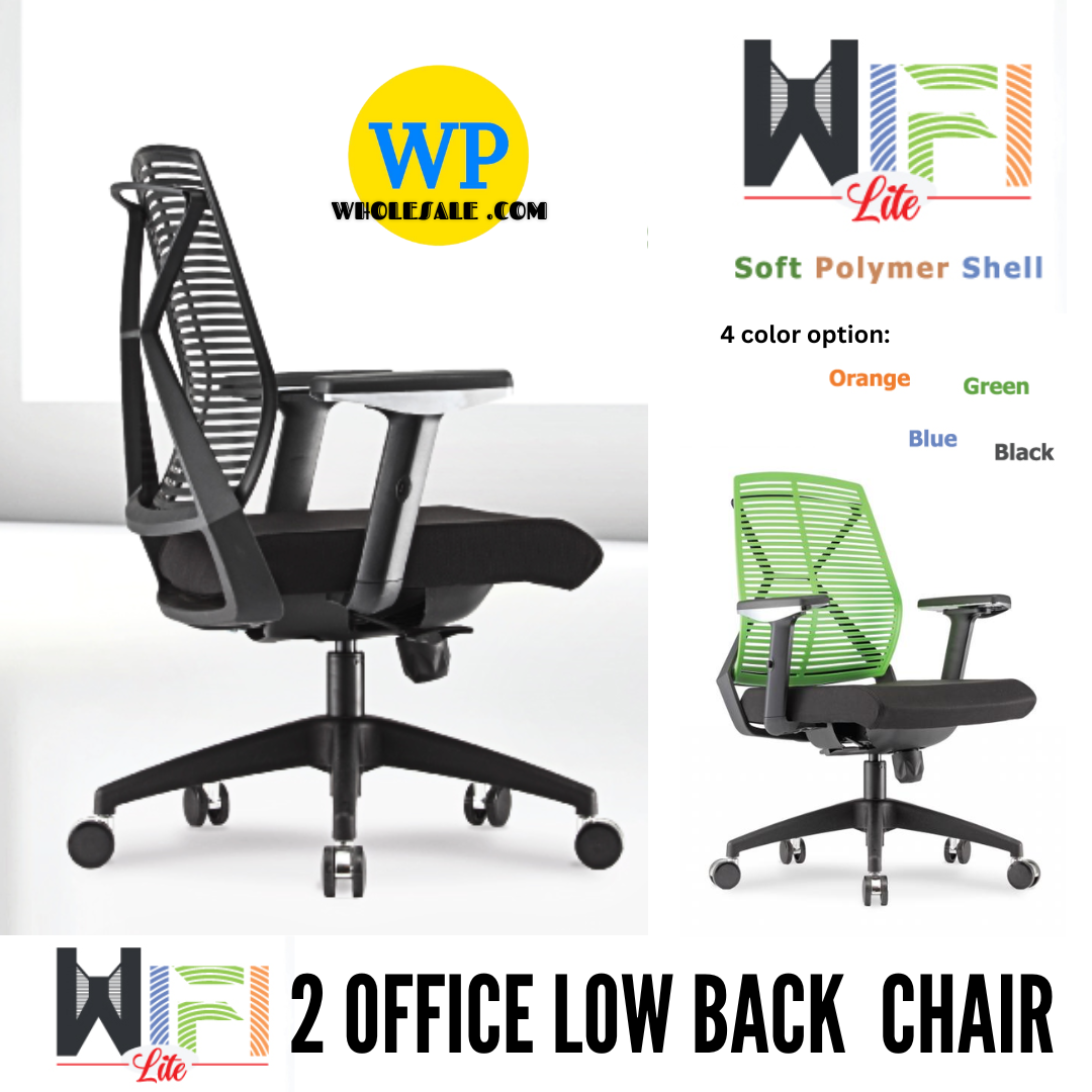 CLASSIC CHAIR WIFI LITE 2 ERGONOMIC OFFICE LOW BACK CHAIR - ALL SIZE / SECRETARIAL SERIES / OFFICE CONFERENCE CHAIR / OFFICE SWIVEL CHAIR / TASK CHAIR / DIRECTOR CHAIR / OFFICE CHAIR / NYLON BASE / FABRIC / PU LEATHER / WIFI LITE 2