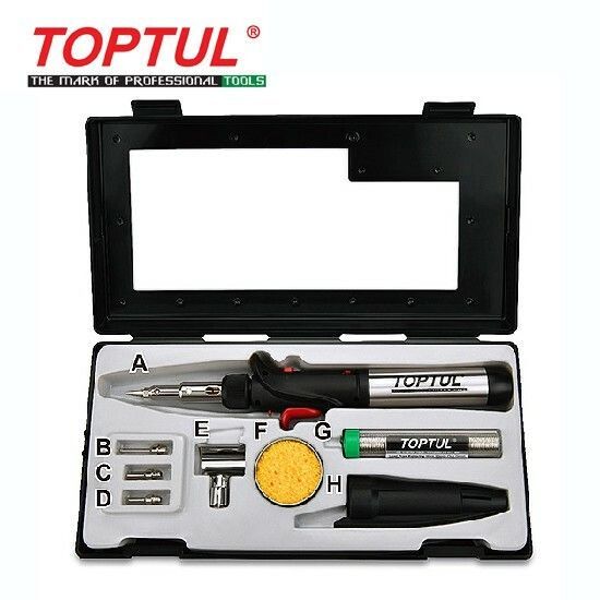 TOPTUL 8PCS GAS SOLDERING IRON SET EGAE0801 (ONLY EQUIPMENTS)