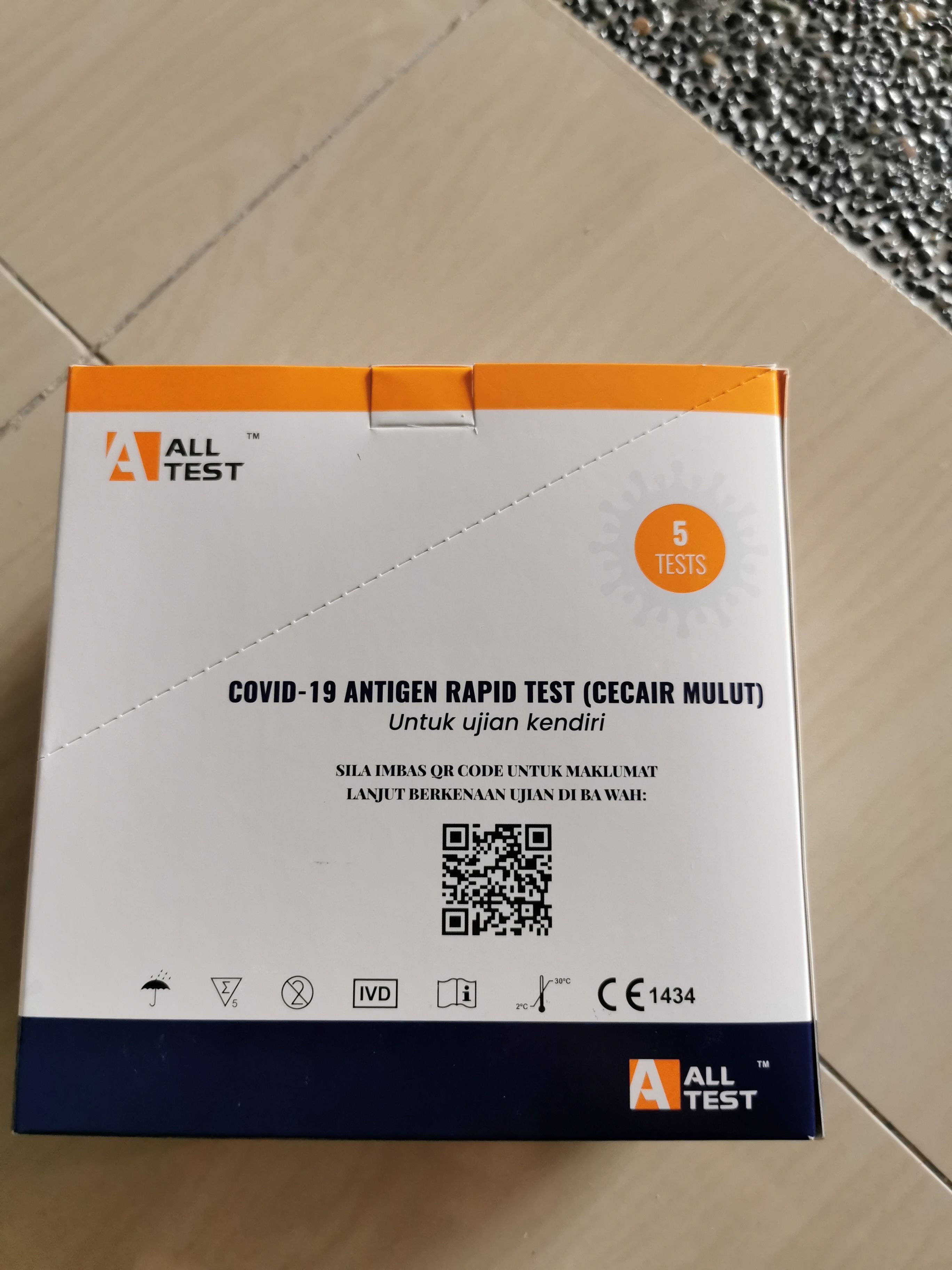 Covid19 ALL TEST COVID-19 Ag Saliva Home Test with MDA cert (Ready Stock)-Packaging satu-satu