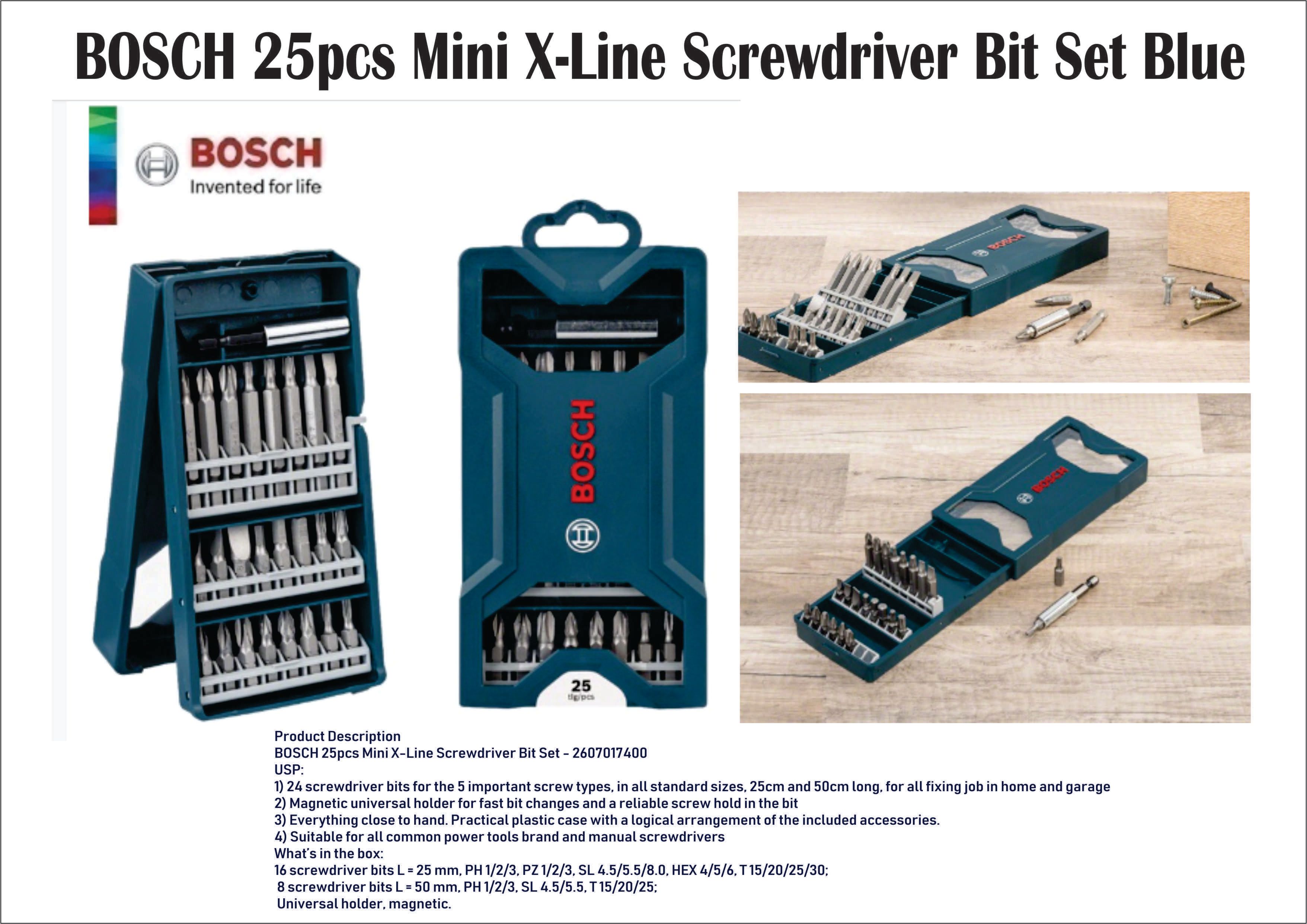 BOSCH OCHA BOSCH25 pcs Special X-Line Screwdriver Bits & Drill Bits Mini Set -FREE DELIVERY