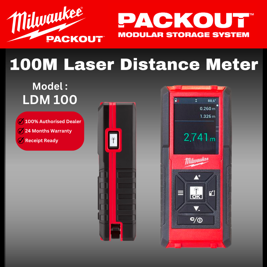 Milwaukee Laser Distance Meter / LDM 100 / Laser Meter / Distance Measurement / Ukuran Laser