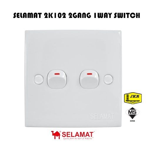 SELAMAT 2K102 2 Gang 1 Way Switch With SIRIM & JKR Approved