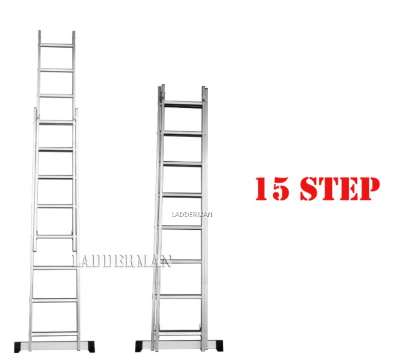 15 STEPS ALUMINIUM DOUBLE EXTENSION LADDER