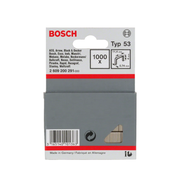 BOSCH FINE WIRE STAPLE TYPE 53 (4MM) (2609200291)