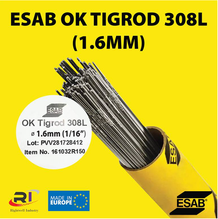 RIGHTWELL ESAB OK TIGROD 308L STAINLESS STEEL TIG WELDING ROD (1.6MM, 5KG)