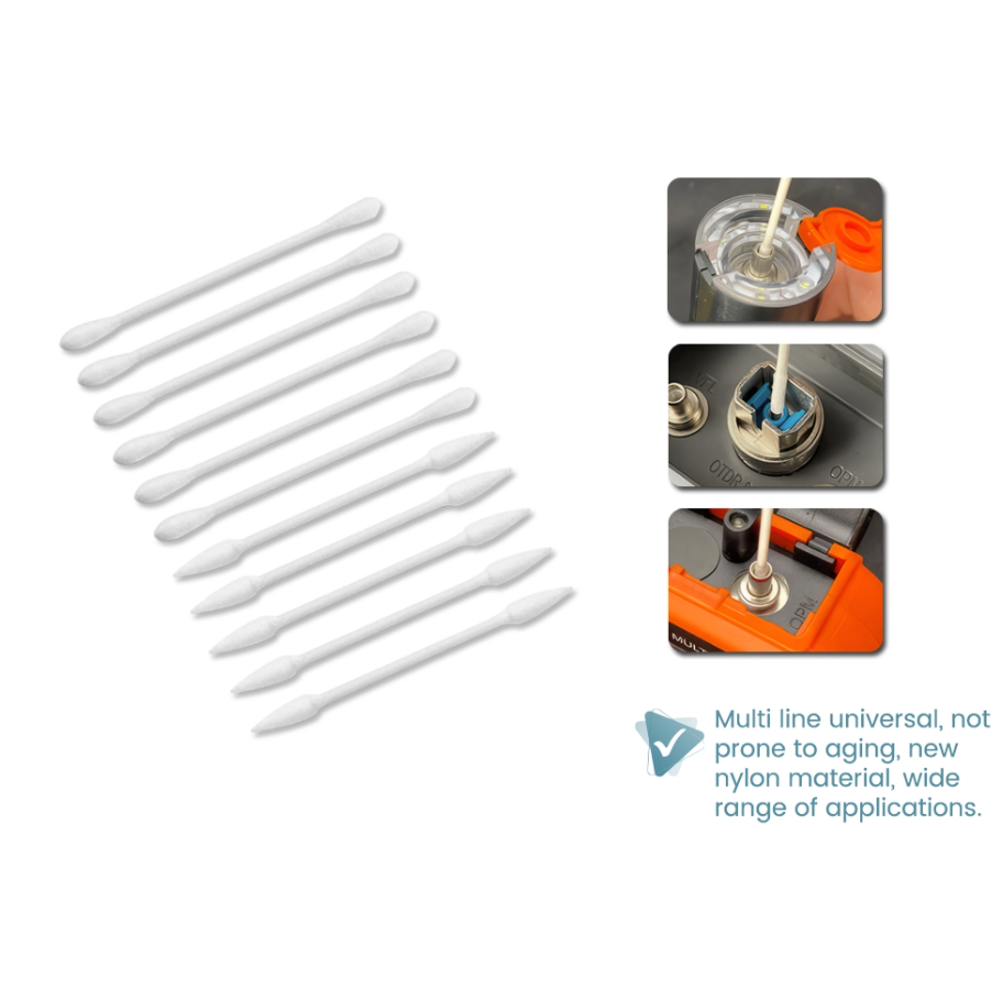 DOUBLE ROUND POINTED TIP FIBER OPTIC CLEANING LINT-FREE COTTON SWAB