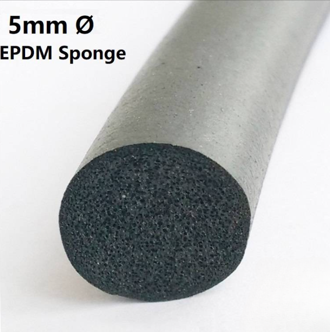 EPDM RUBBER SPONGE CORD CLOSED CELL ROUND FOAM STRIP 5MM DIAMETER BLACK (1 METER)