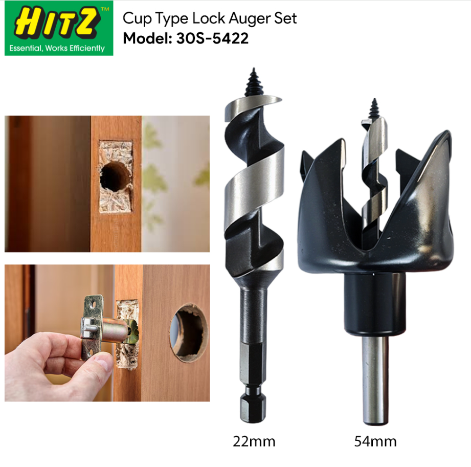 HITZ CUP TYPE DOOR LOCK AUGER HOLE OPENER SET (NO.30S-5422)