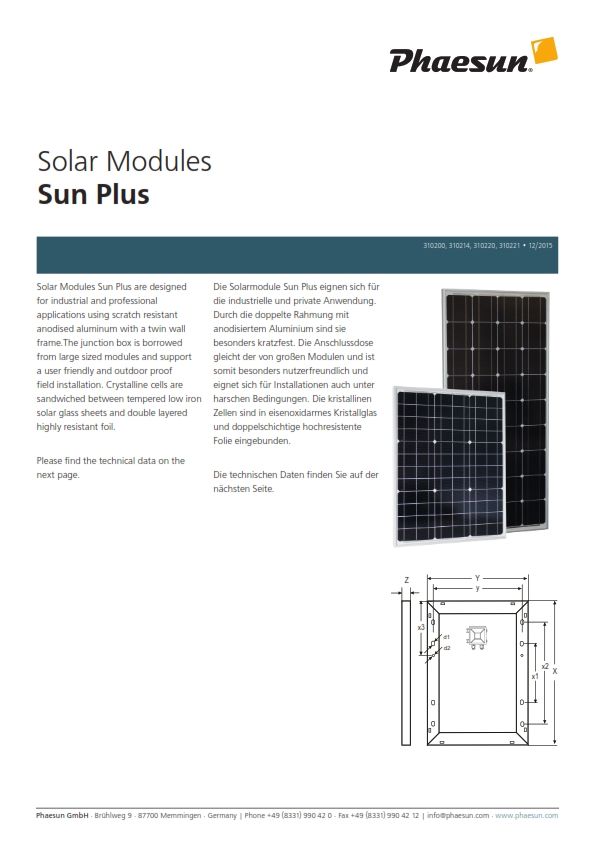 PHAESUN *Phaesun 80W Photovoltaic Solar Panel - 310221