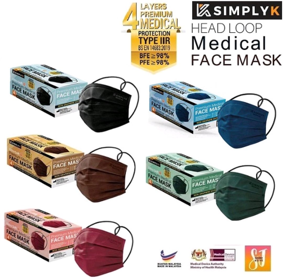 SimplyK HEADLOOP MEDICAL 4 PLY Face Mask (50pcs)