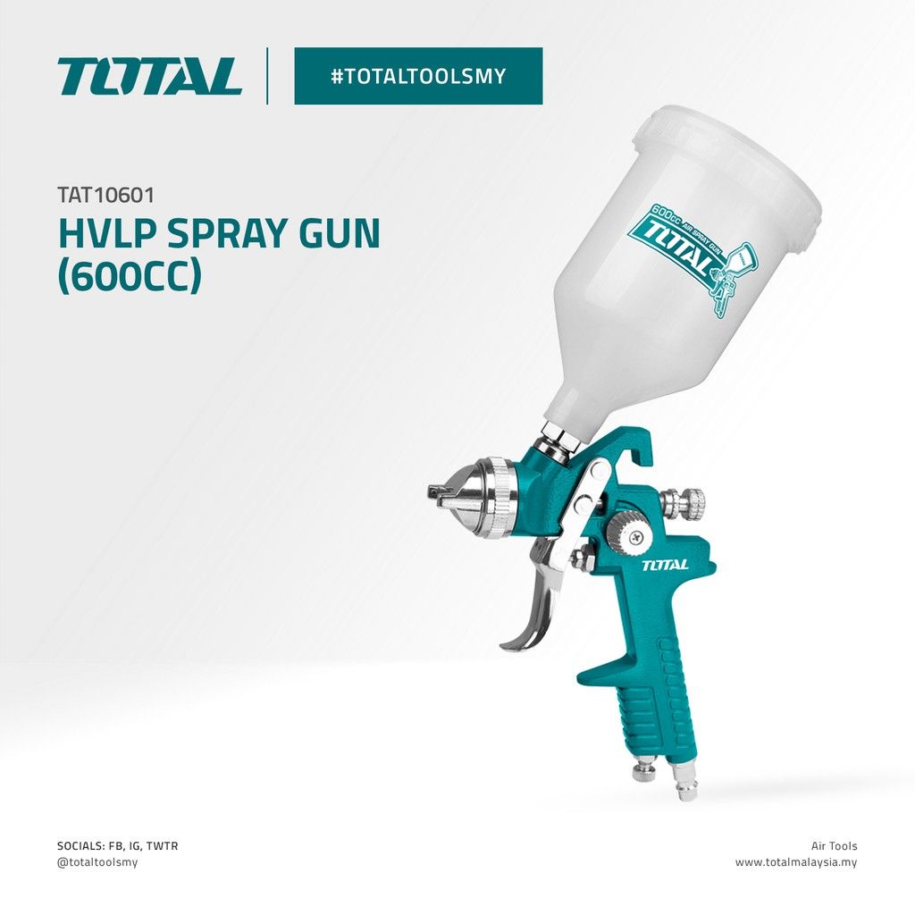 TOTAL TAT10601 HVLP SPRAY GUN (SPRAYING PRESSURE 2 - 3.5 BAR)