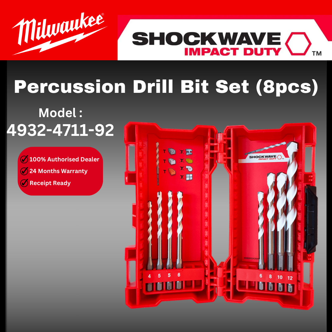 Milwaukee Multi Material Drill Bit Set / 4932-4938-71 / Percussion Drill Bit Set / Mata Penebuk Lubang / Hammer Drill Set / Wall Drill Set