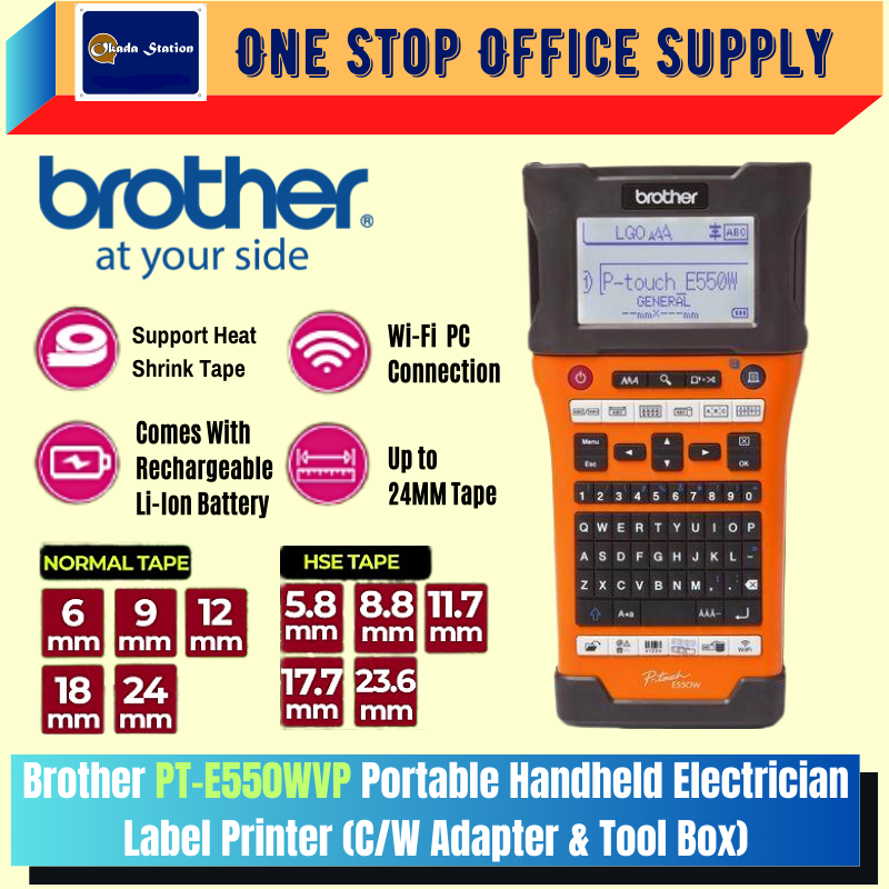 Brother PT-E550WVP Wireless Handheld Electrician Label Maker Printer / Wifi Printer / Use HSE Tape PT-E110VP H110 D210 / Handheld Printer / Label Marker Printer / Printer / PT-E550WVP