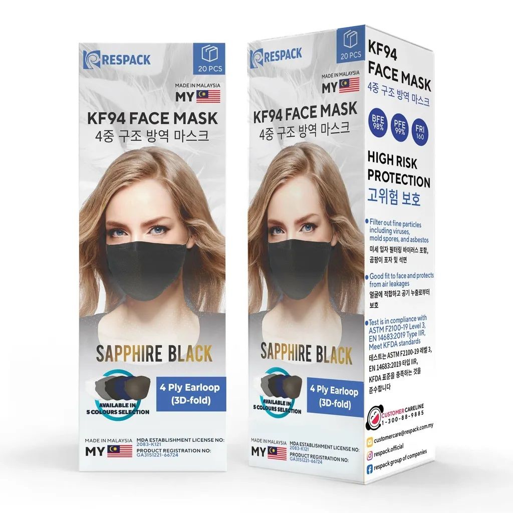 RESPACK *RESPACK KF94 Face Mask (Sapphire Black) - 20 pcs/box