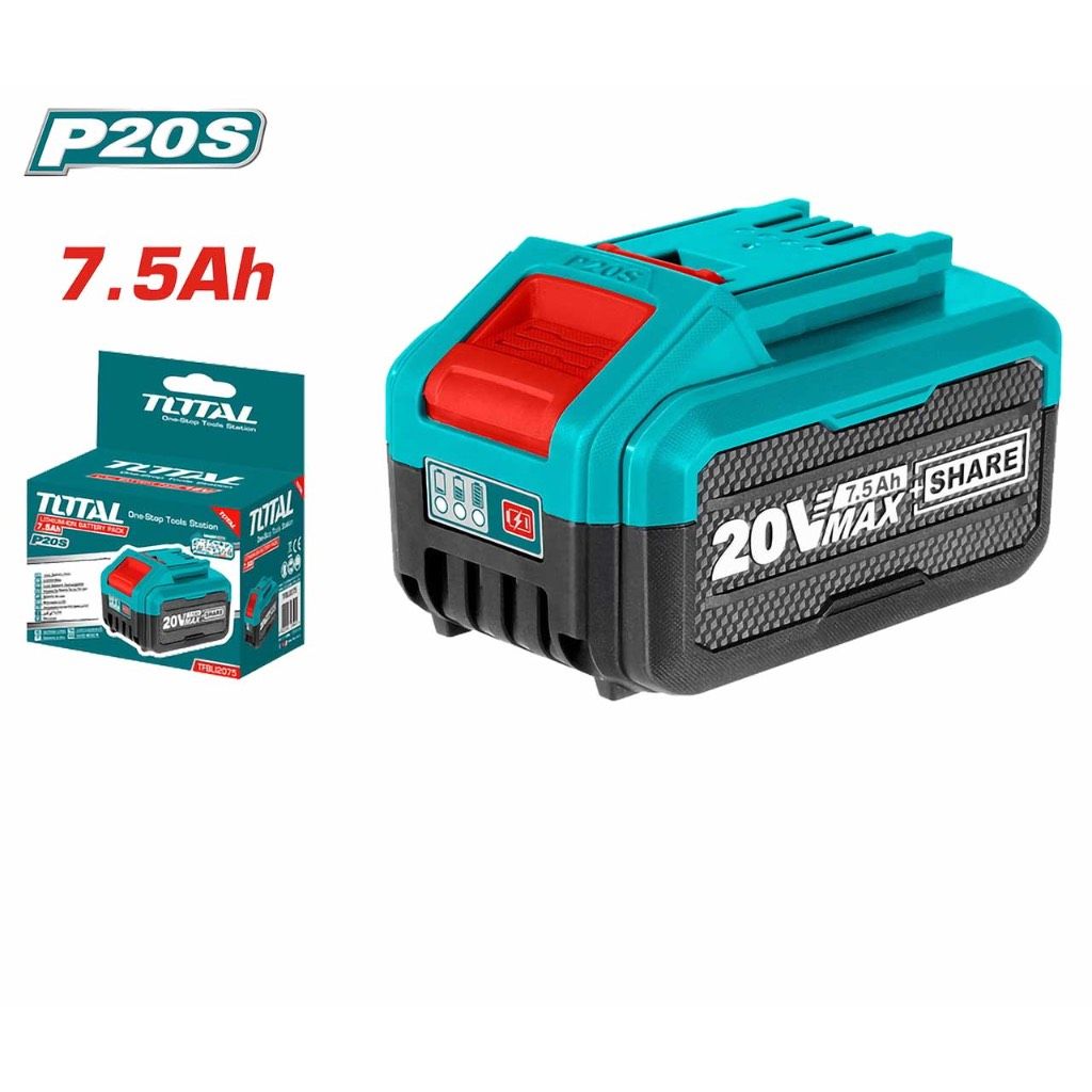 TOTAL LI-ION 7.5AH BATTERY PACK FITS ALL CORDLESS POWER TOOLS (20V) P20S TFBLI2075