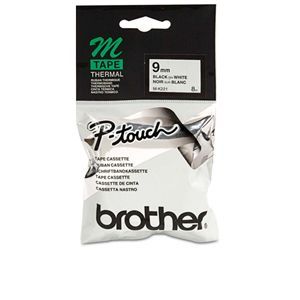 Brother MK 221 - 9mm x 8m (Black on White) Brother Label Thermal Tape M-K221 Black On White 9mm