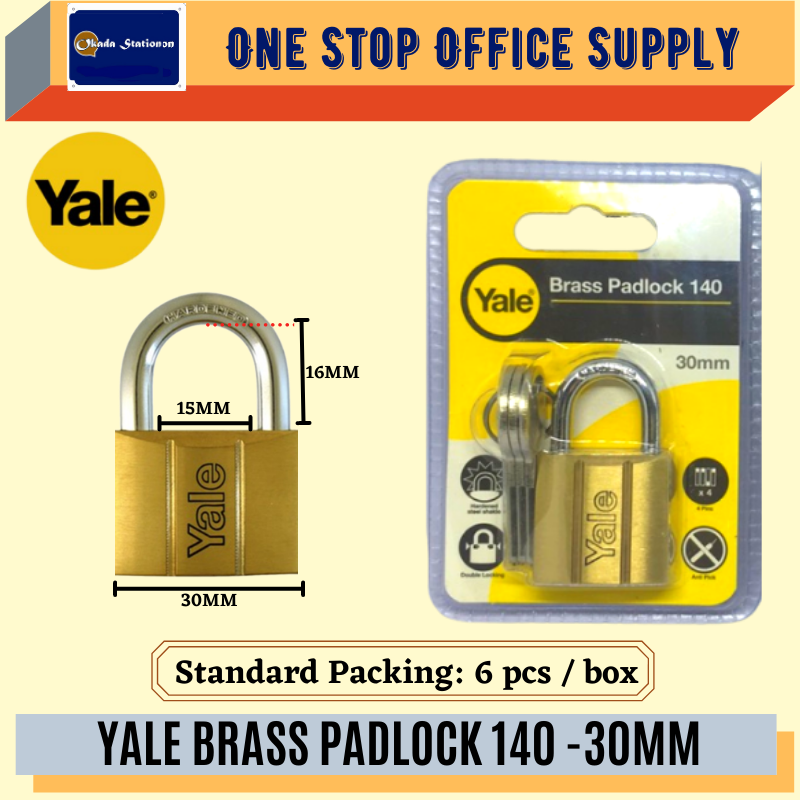 YALE BRASS PADLOCK V140 - 30MM /Yale /Padlock /Brass Padlock/V140 /30mm /Heavy Duty Padlock /Yale Brass Padlock