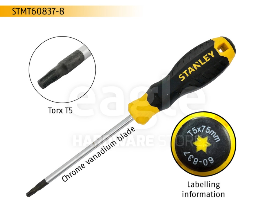 STANLEY STMT60837-8 T5 X 75MM TORX SCREWDRIVERS