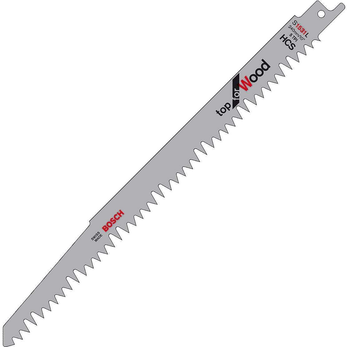 Bosch 2608650676 - 9.5" Sabre Saw Blade (Top for Wood S 1531 L) - (1pcs) & (Pack of 5) / Sabre Saw Blade / Saw Blade / 9.5" / Sabre Saw Cutter Blade / HCS