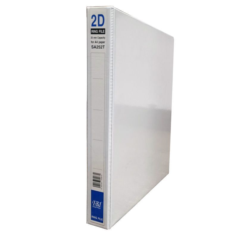 EAST-FILE LA402T A4 WHITE PVC 2D 40MM GLUED ON RING FILE WITH FULL TRANSPARENT