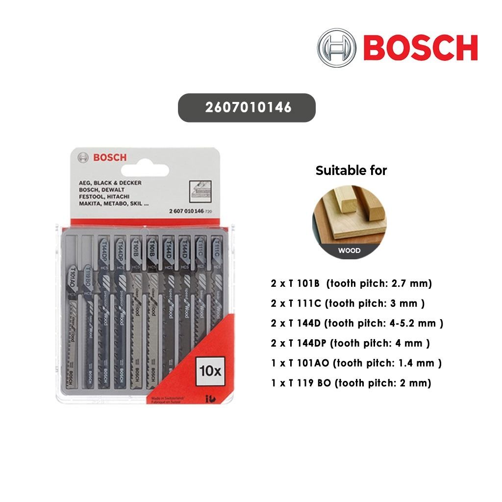 BOSCH 10 In 1 Jigsaw Blade Set For Wood And Metal