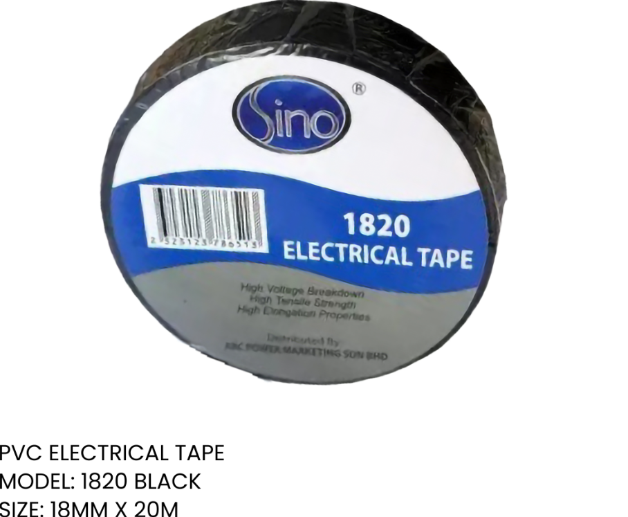 SINO - PVC ELECTRICAL TAPE (MODEL: 1820) 18MM * 20METER