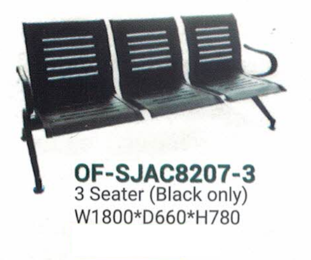 OFIS SERIES PUBLIC SEATING CHAIR _ OF-SJAC8207-3 / W1800*D660*H780 & BLACK ONLY