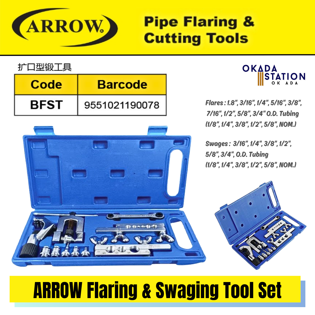 ARROW Flaring & Swaging Tool Set (BSFT) / ARROW Flaring & Swaging Kit / Flaring Tool / Swaging Tool / Maintenance and Repairs Tool / Tube Cutter / Pipe Repair / Refrigeration Expander / Hand Tools Set / BSFT
