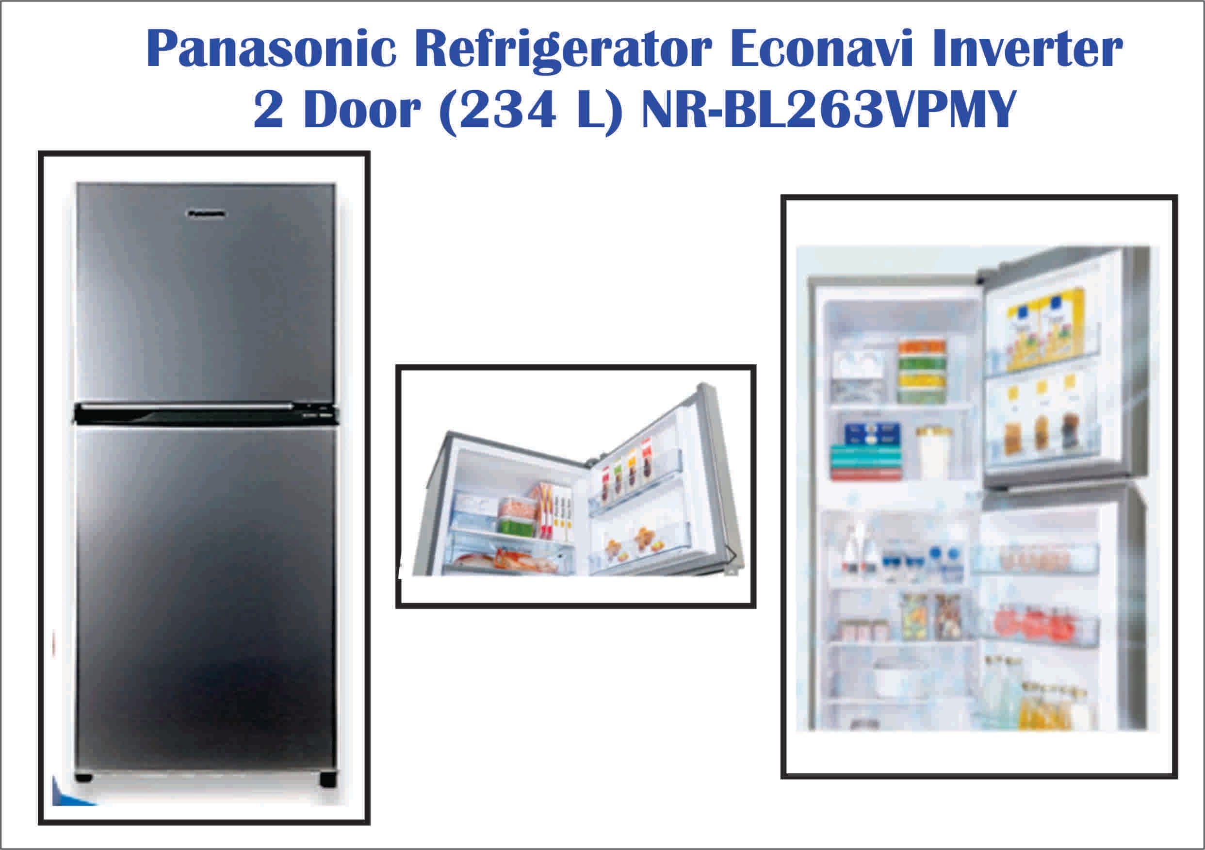 Panasonic Refrigerator Econavi Inverter 2 Door (234 L) NR-BL263VPMY Ocha Panasonic Refrigerator Econavi Inverter 2 Door (234 L) NR-BL263VPMY-Klang valley only