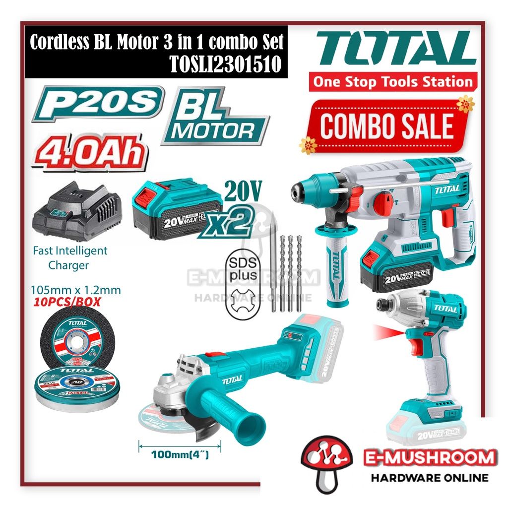 TOTAL TOSLI2301510 LI-ION CORDLESS COMBO