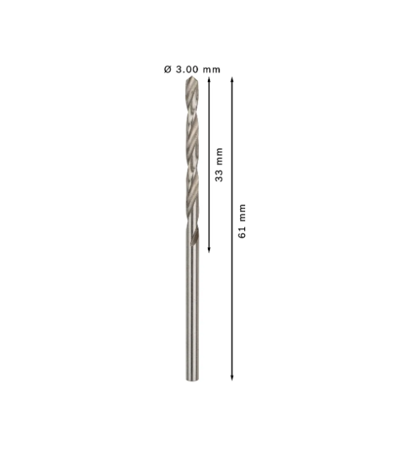 BOSCH PRO METAL HSS-G TWIST DRILL BIT STANDARD LENGTH 3 X 33 X 61 MM (10 PCS) (2608595055)
