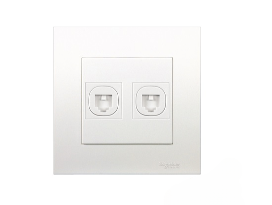 SCHNEIDER VIVACE KB32TS 2GANG TELEPHONE OUTLET WITH SHUTTER (FLUSH)