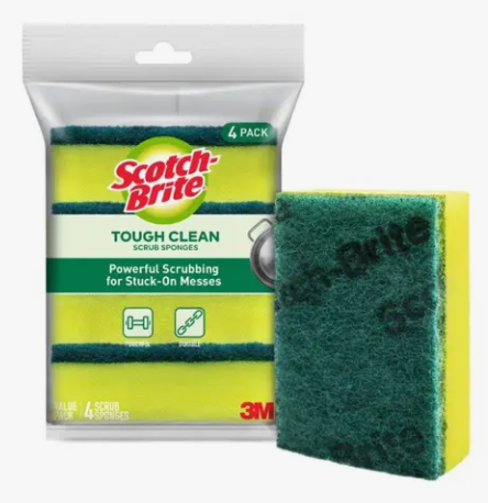 3M SCOTCHBRITE SCRUBBING PADS & SPONGES 4'S