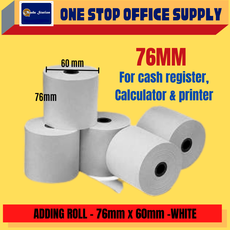 Paper Cash Register Paper Roll 76mm / ADDING ROLLS / Cash Register Paper Roll / 76mm / PAPER ROLL